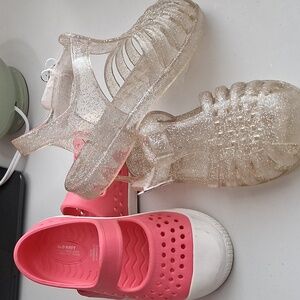 Old Navy Kids Pink Slip-Ons and Glitter Clear Jelly Sandals